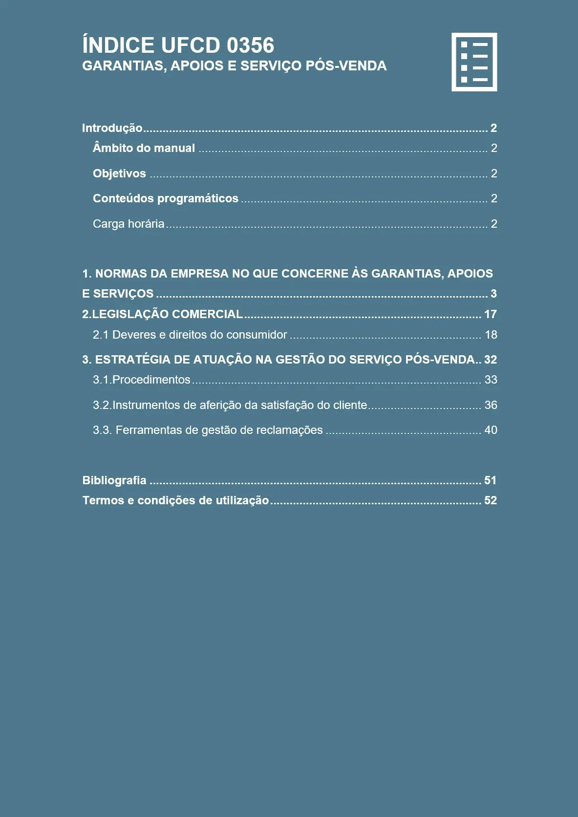 Índice UFCD 0356