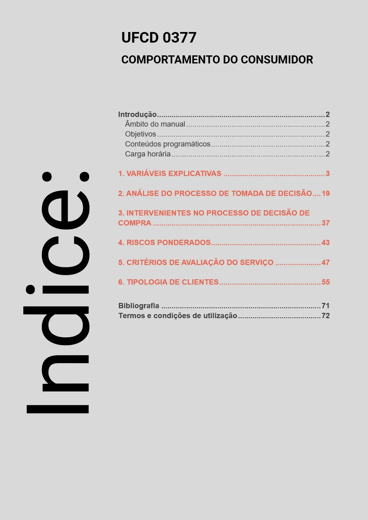 Índice UFCD 0377