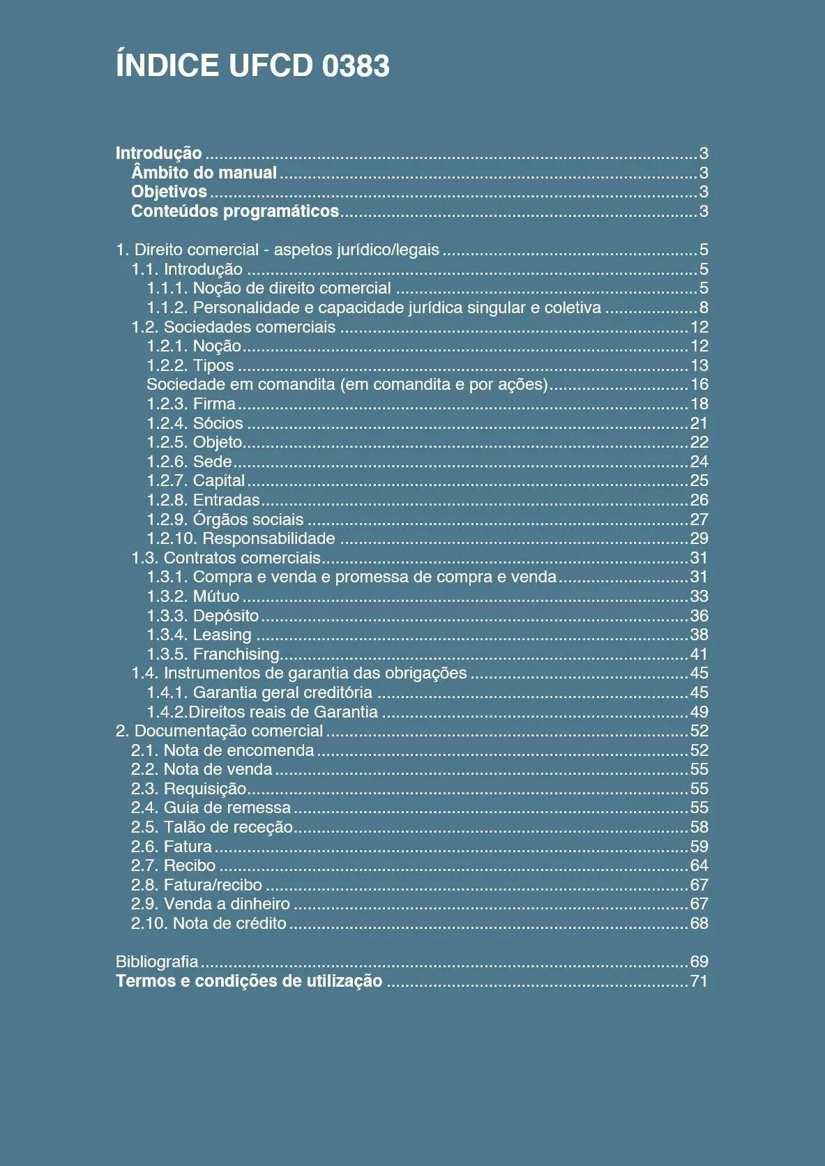 Índice UFCD 0383