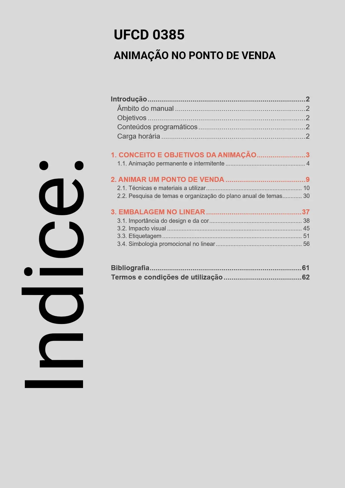 Índice UFCD 0385