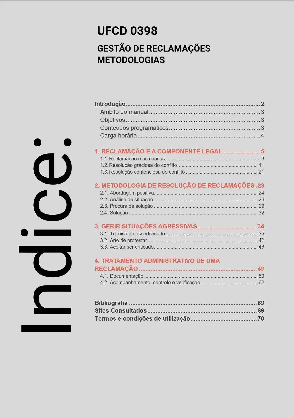 Índice UFCD 0398