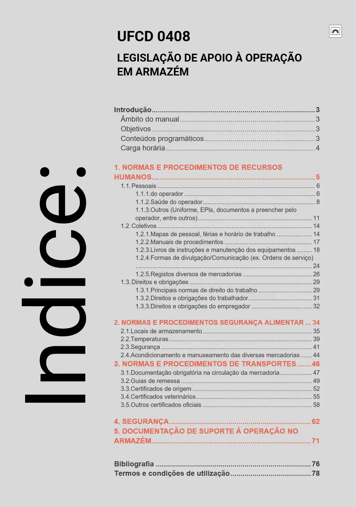 Índice UFCD 0408