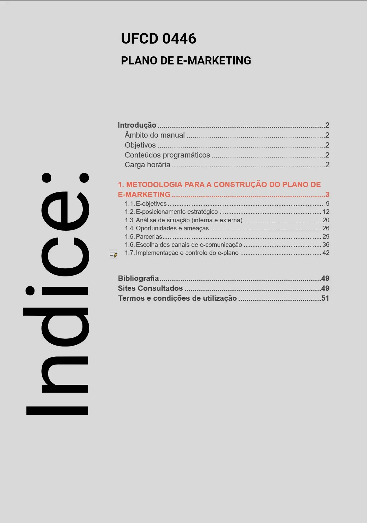 Índice UFCD 0446