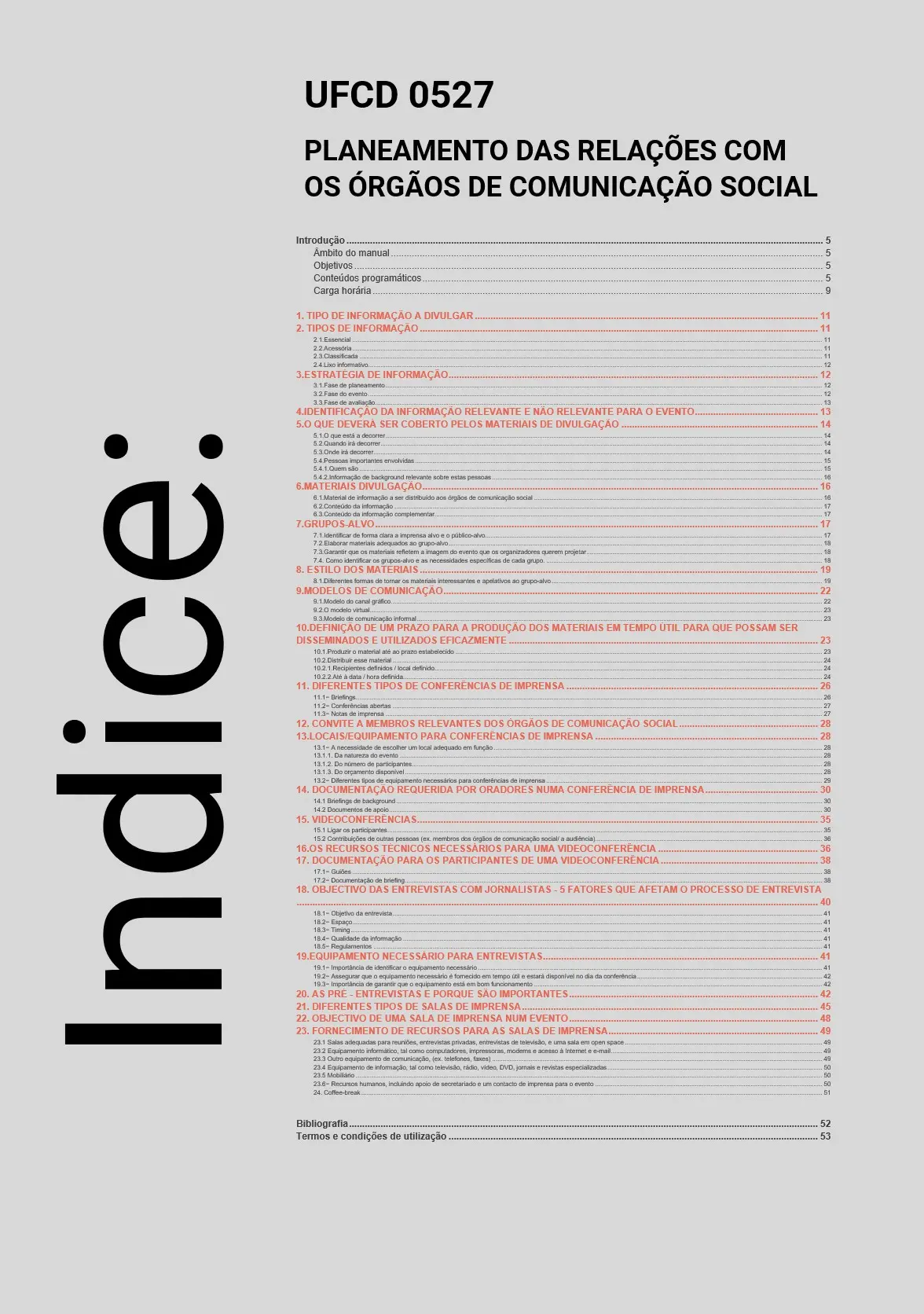 Índice UFCD 0527