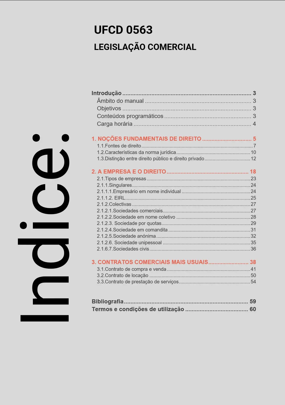 Índice UFCD 0563