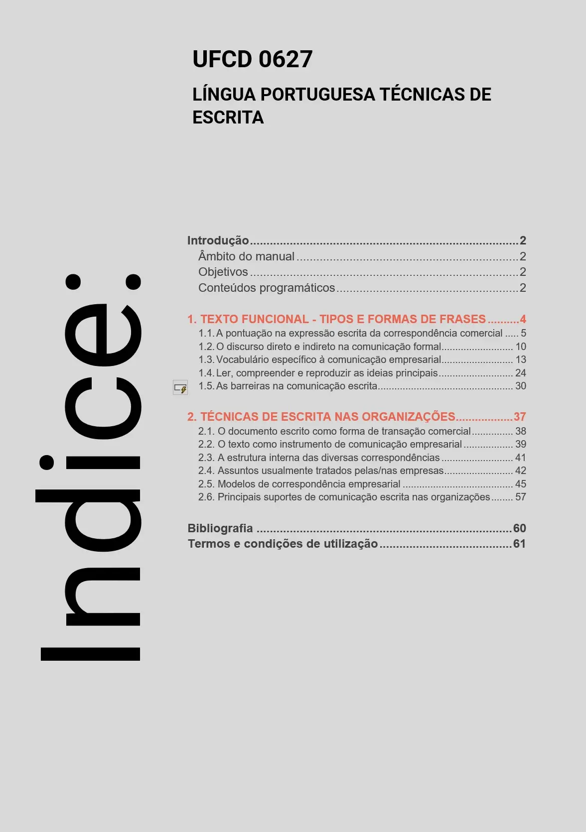 Índice UFCD 0627