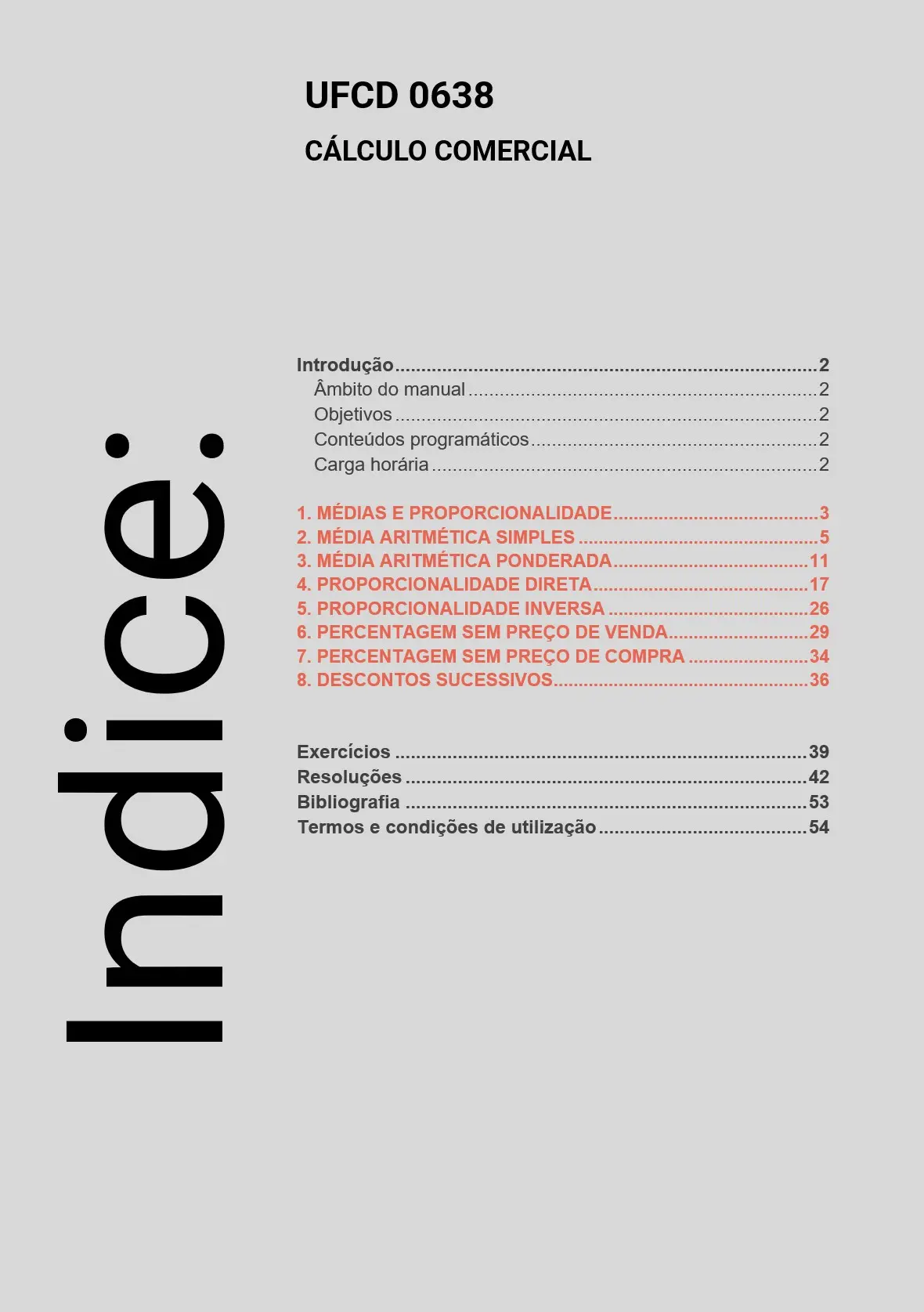 Índice UFCD 0638