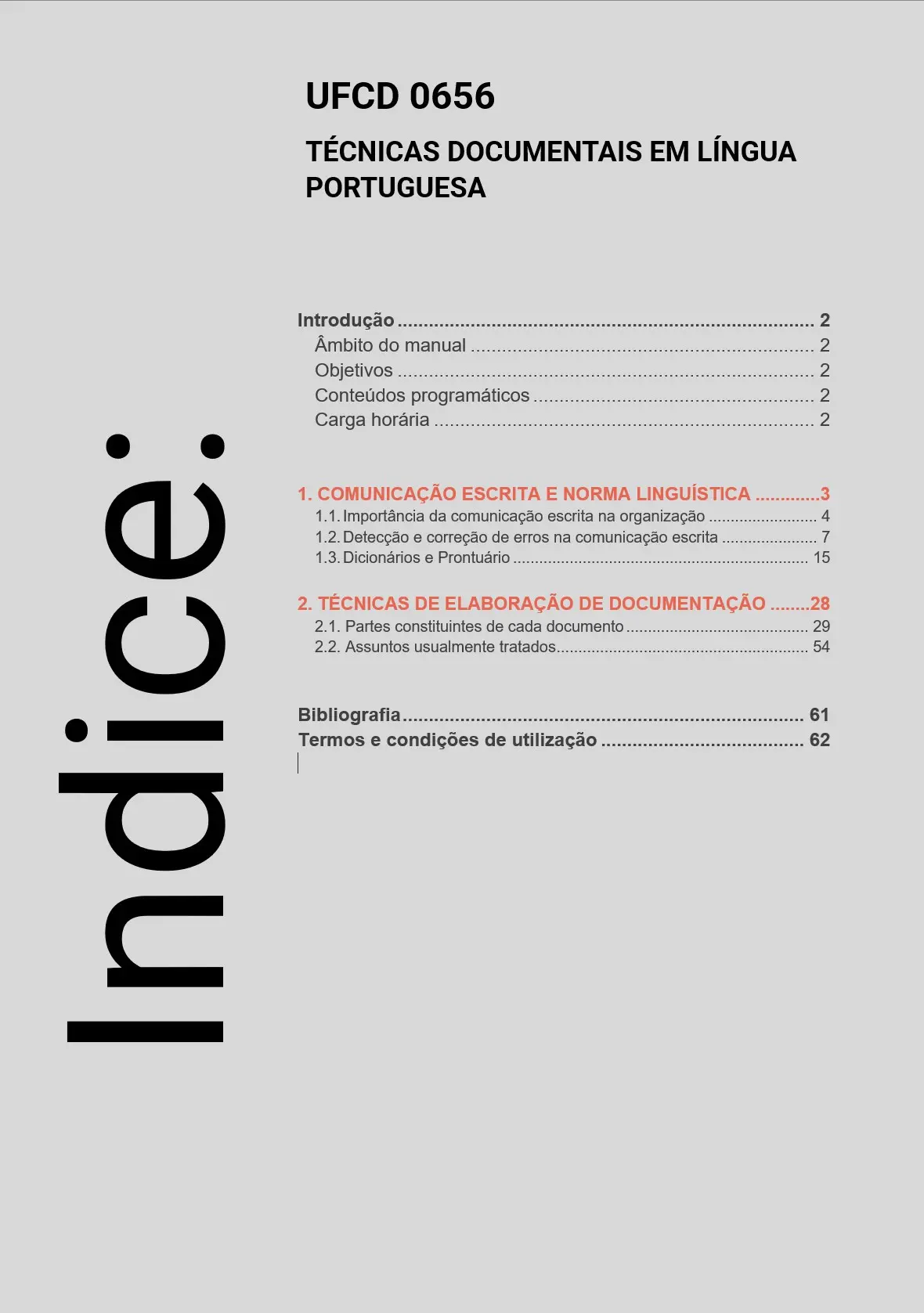 Índice UFCD 0656