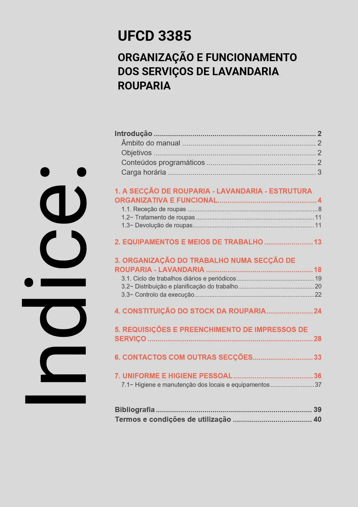 Índice UFCD 3385