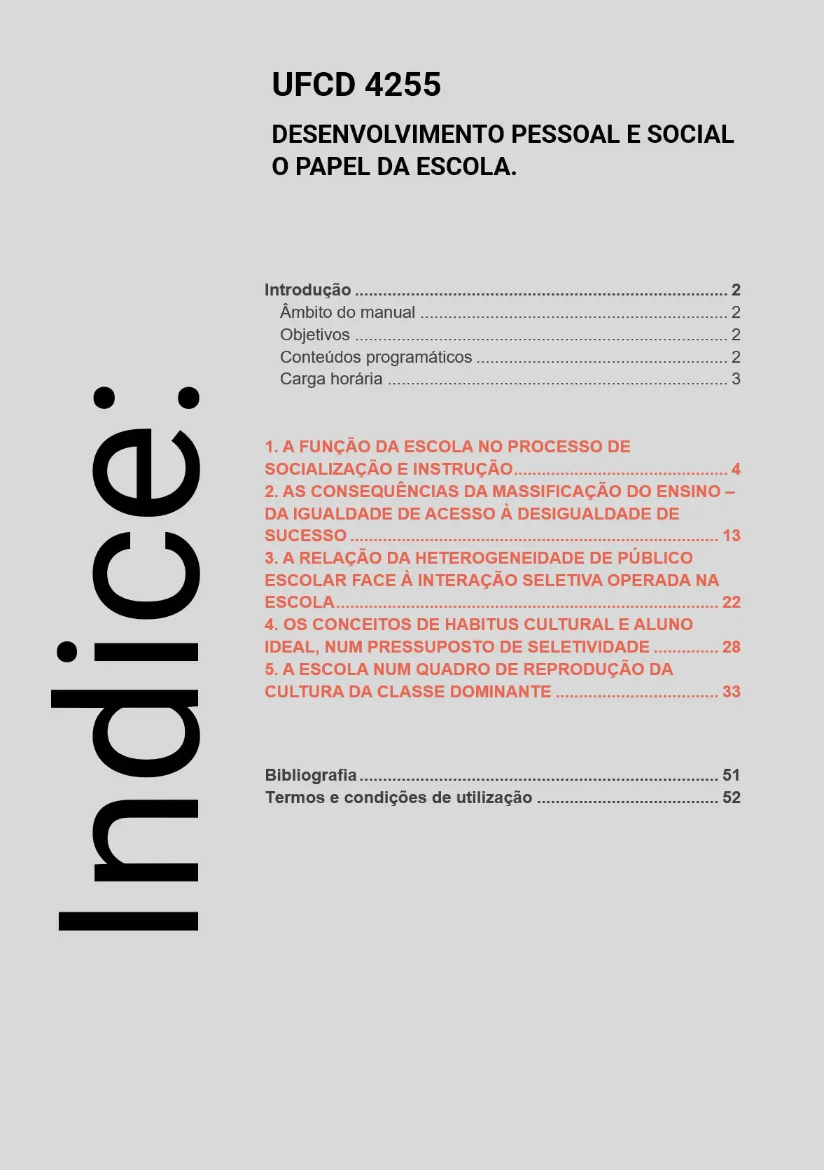 Índice UFCD 4255