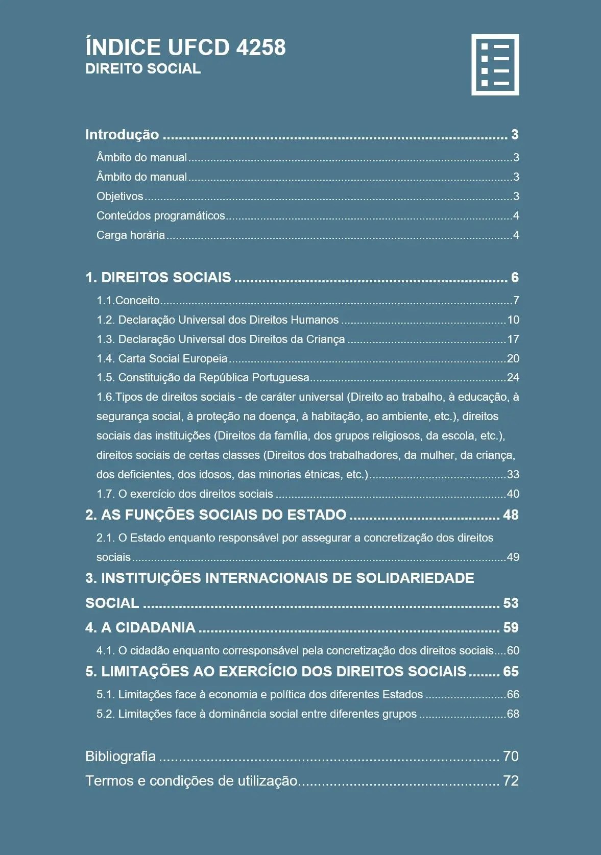 Índice UFCD 4258