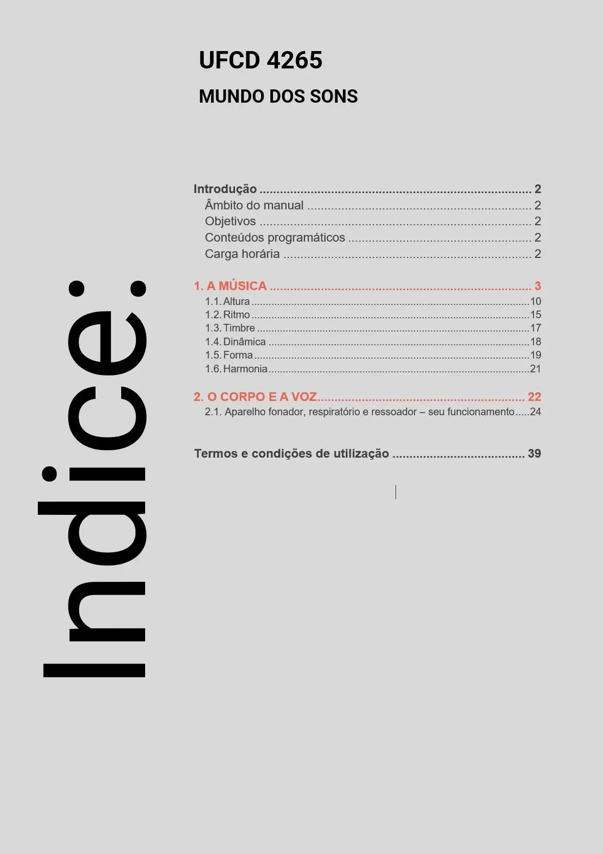 Índice UFCD 4265