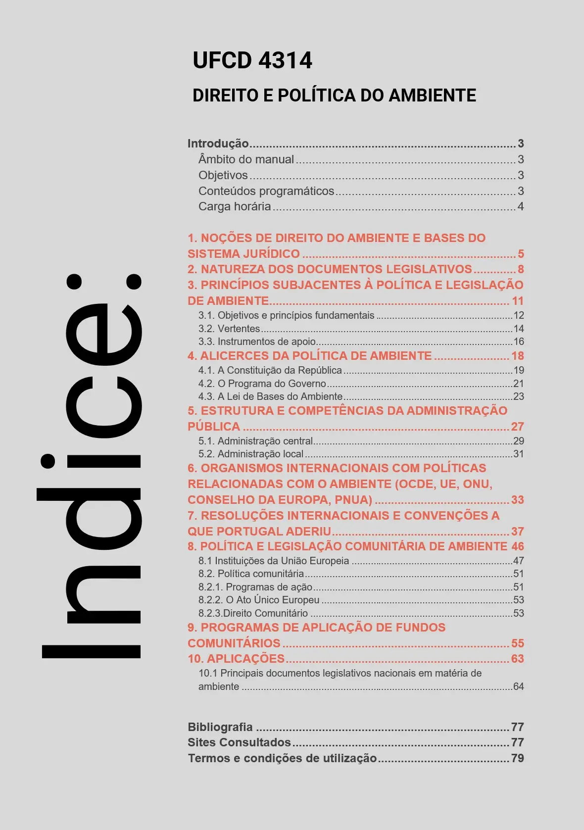 Índice UFCD 4314