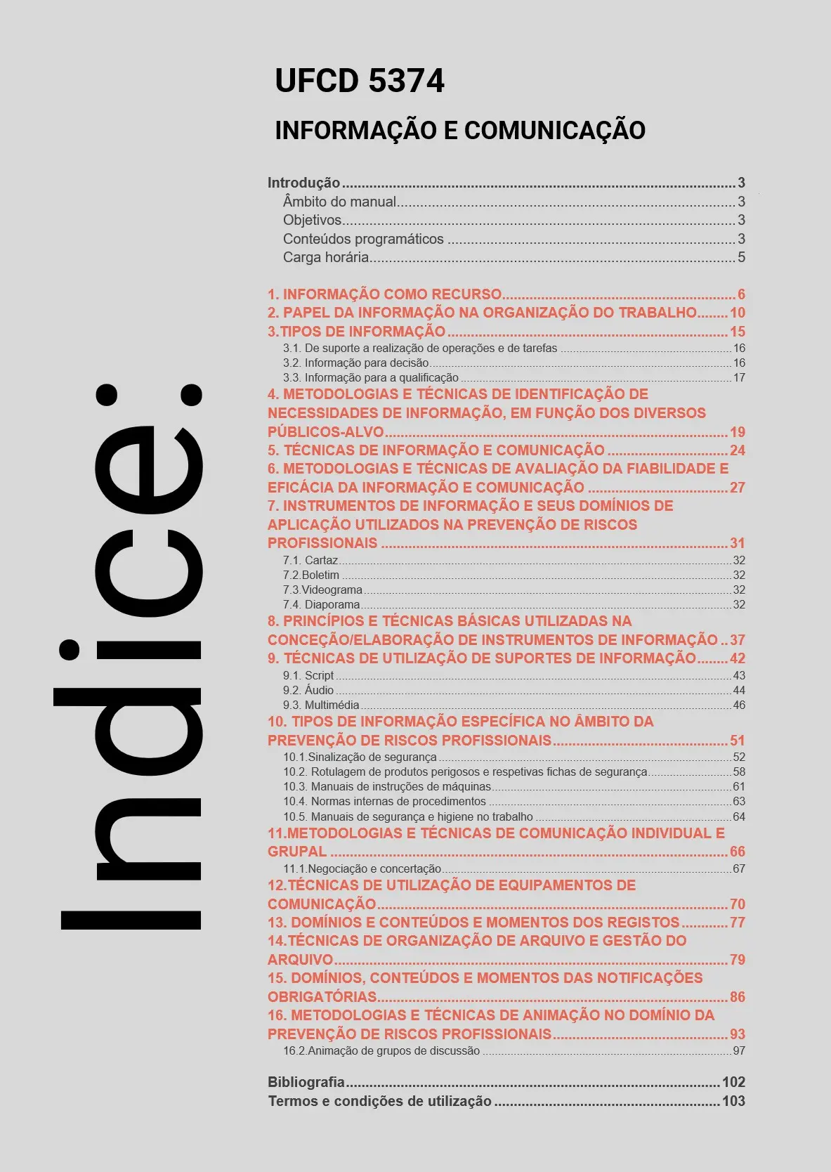 Índice UFCD 5374