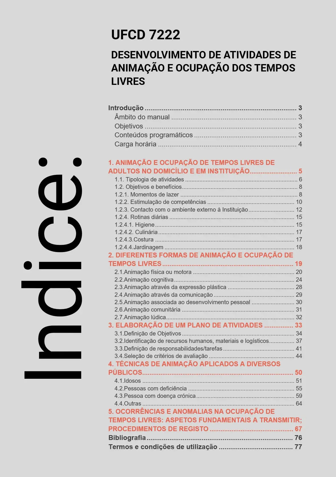 Índice UFCD 7222