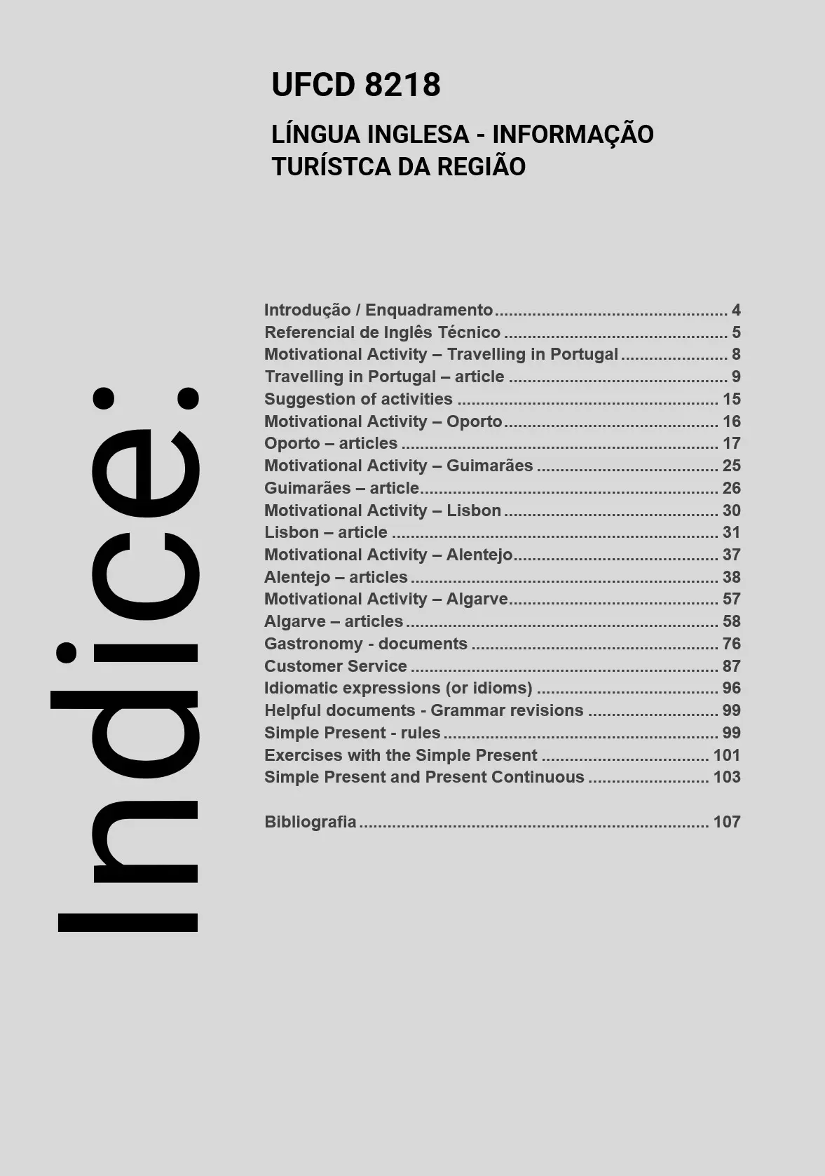 Índice UFCD 8218