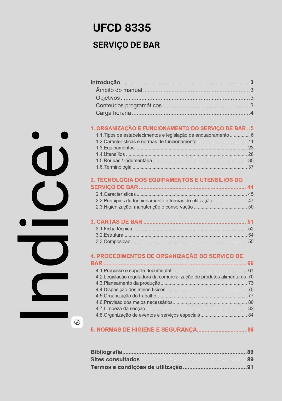 Índice UFCD 8335
