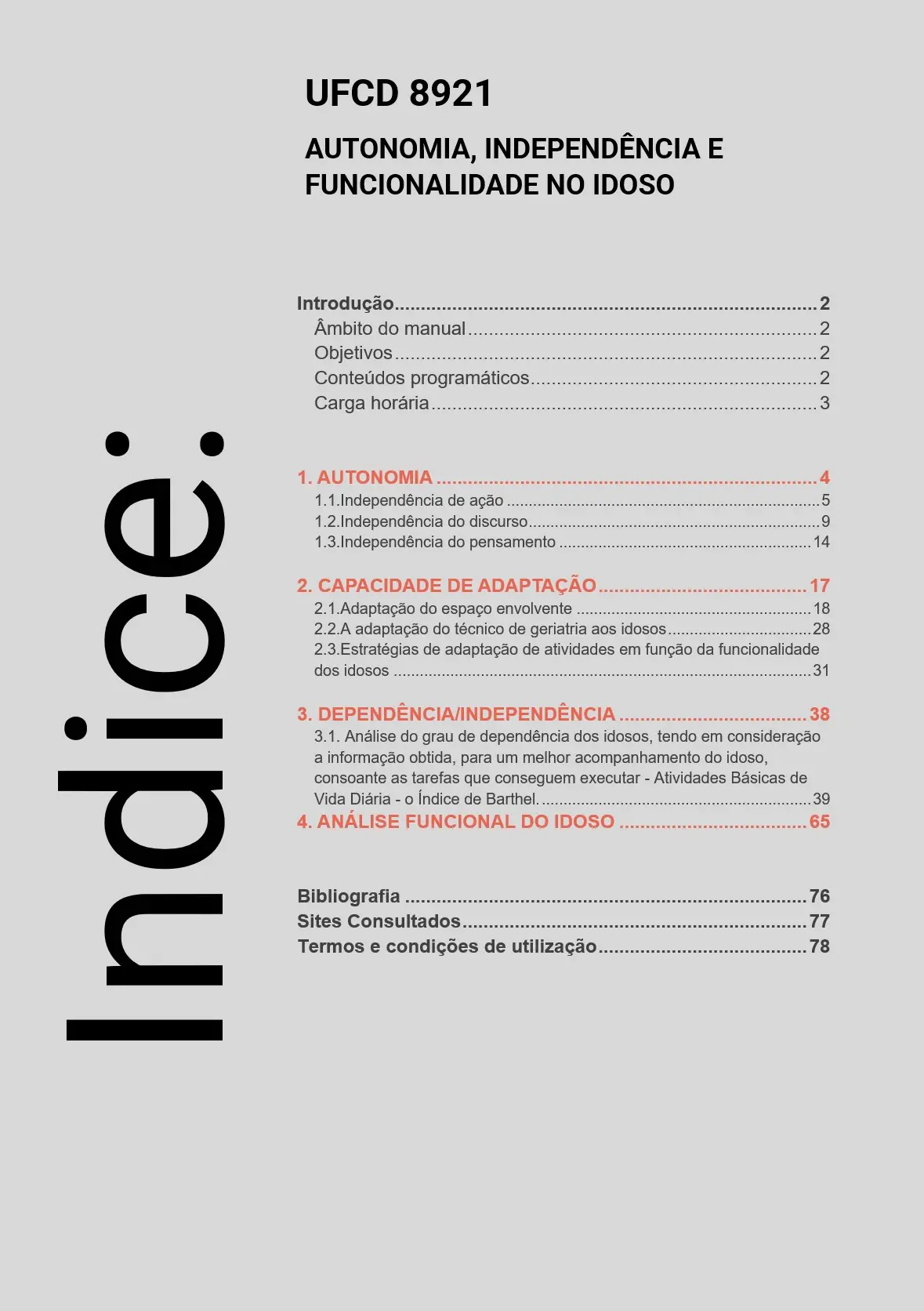 Índice UFCD 8921