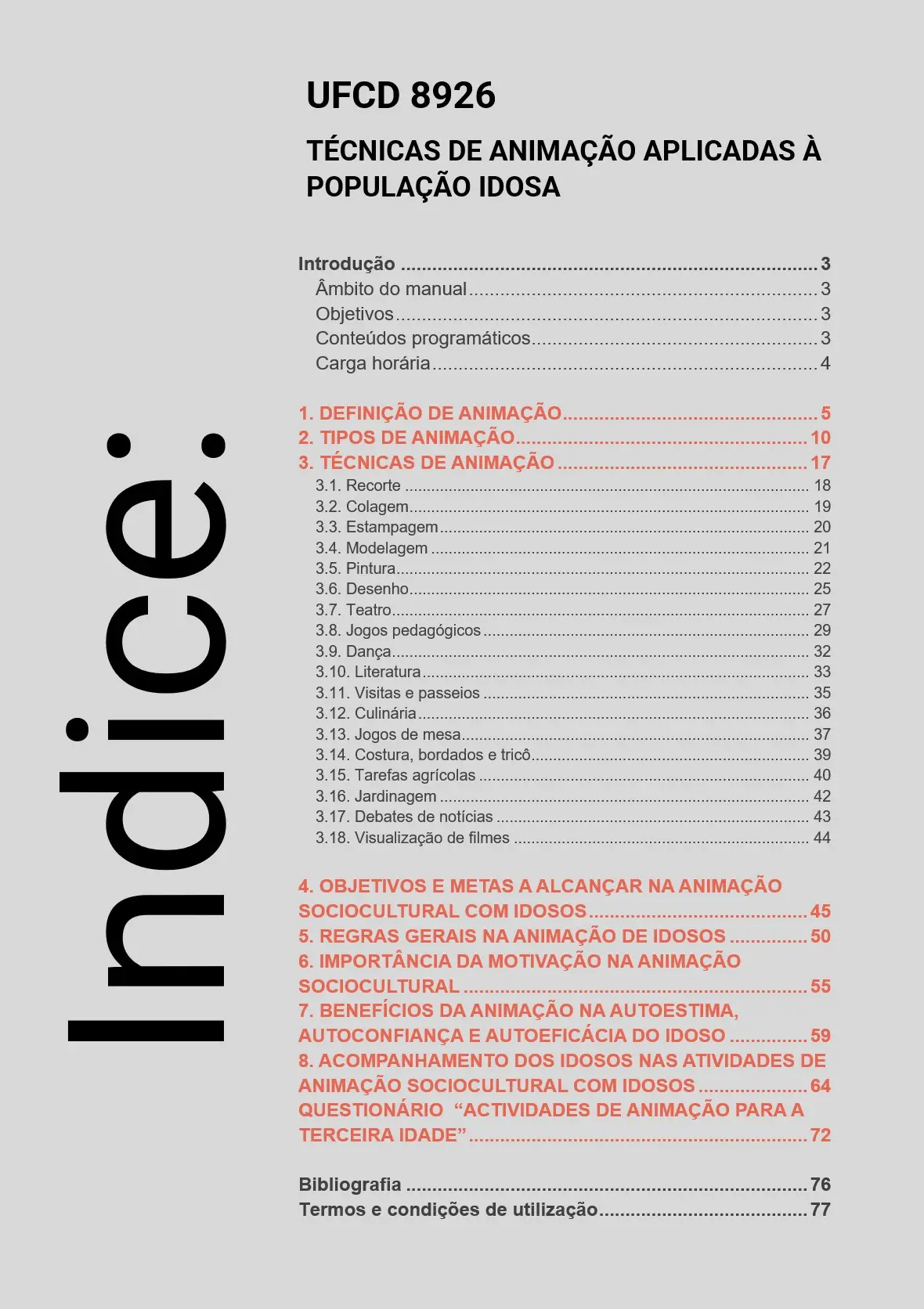 Índice UFCD 8926