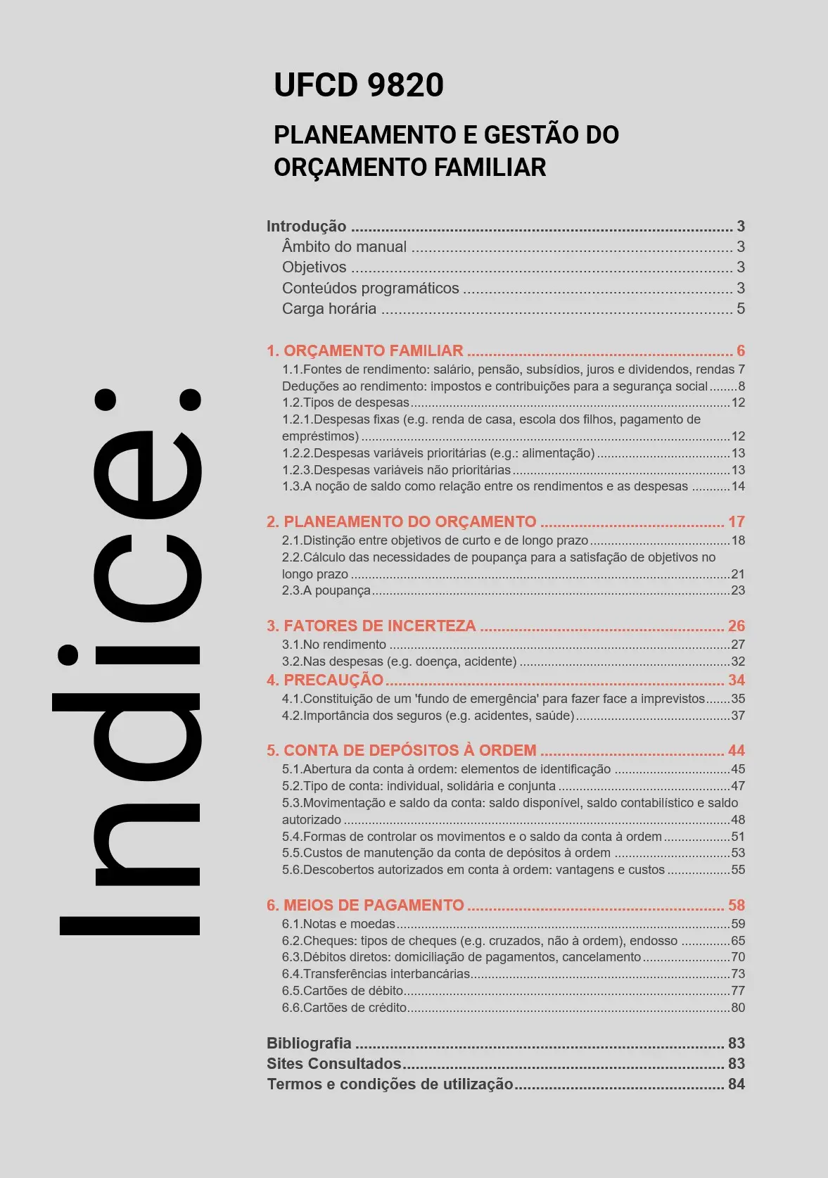 Índice UFCD 9820