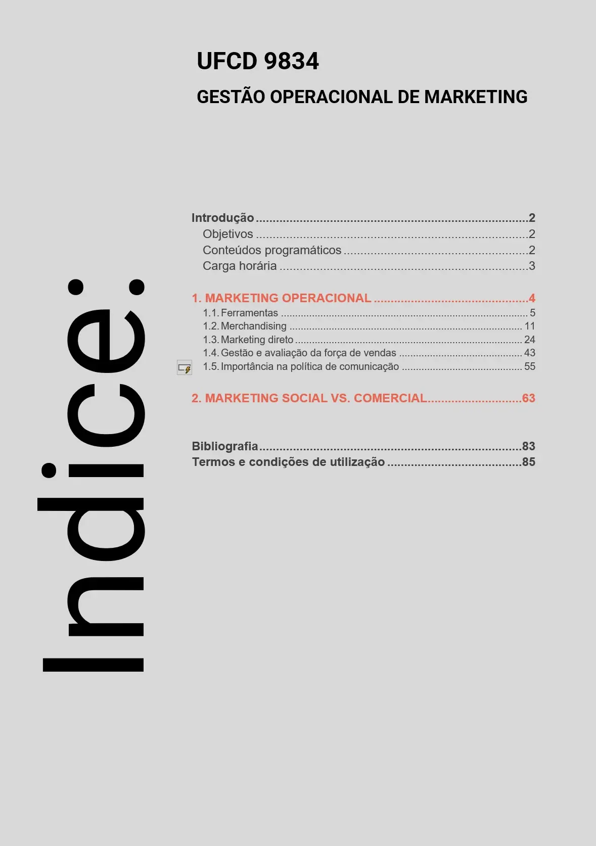 Índice UFCD 9834