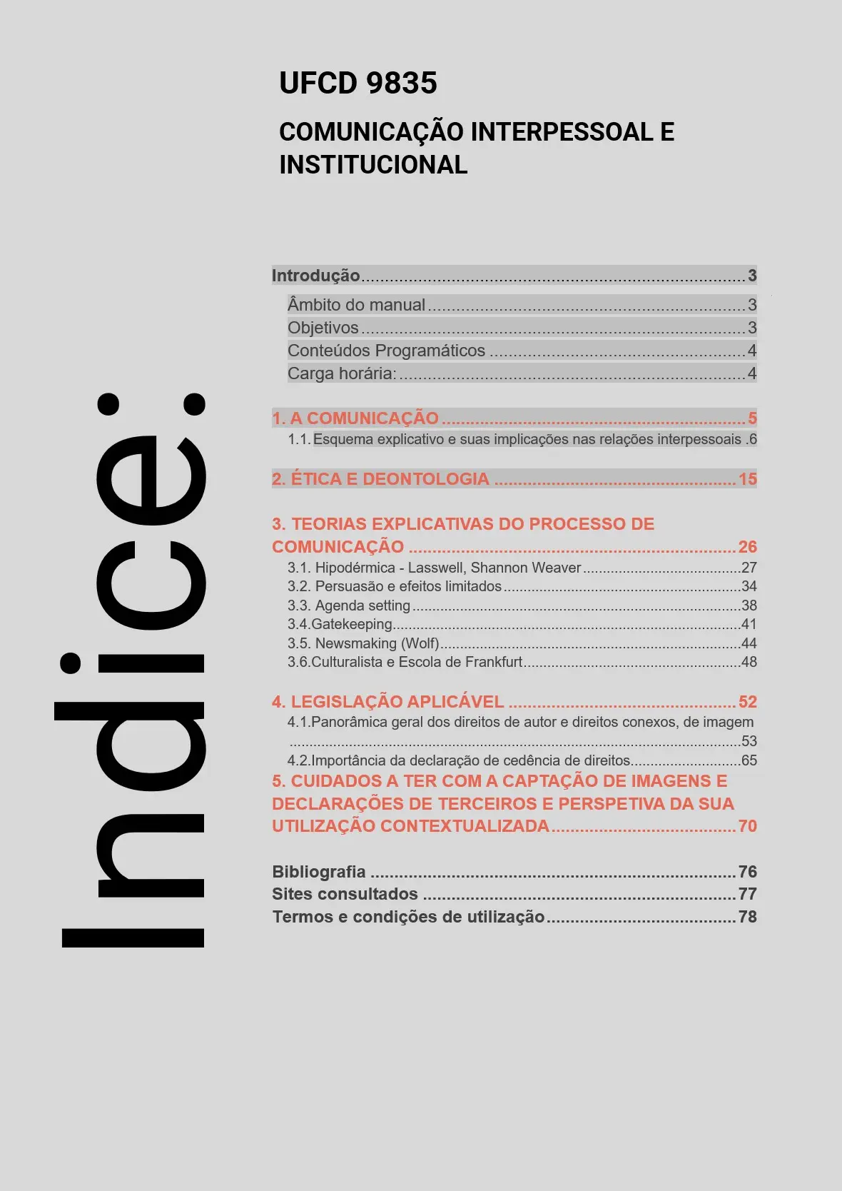 Índice UFCD 9835
